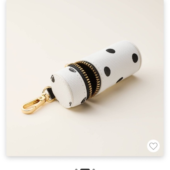 NWT Kate Spade NY X Target Canvas Polka Dot Lipstick Bag Charm Keychain- - Picture 2 of 3
